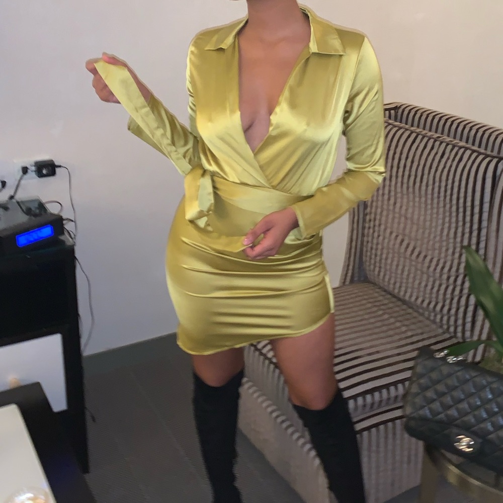 Waist Tie Silk Dress